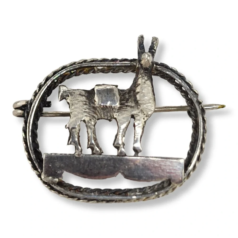 Vintage Llama Brooch Pin Sterling Silver 925 Small Vintage Animal Dainty